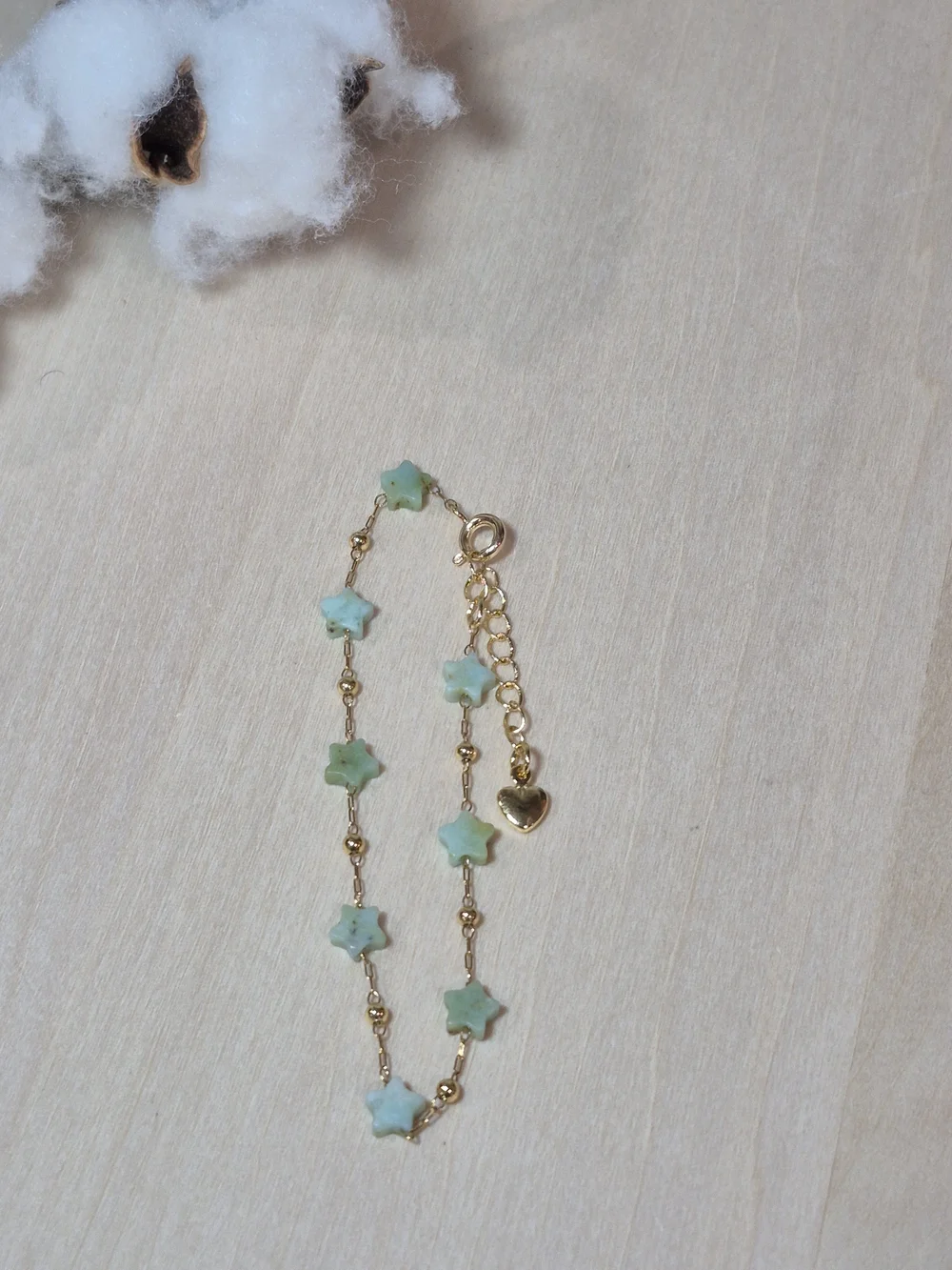 💚⭐️NEW💚⭐️ PRETTY!! SS Micro PaperClipGREEN OPAL FacetedNat. Stone Star Braclet